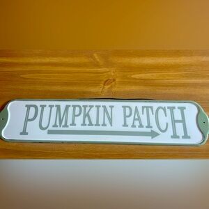 2 Ft Long Sage Writing “Pumpkin Patch” Metal Hanging Sign